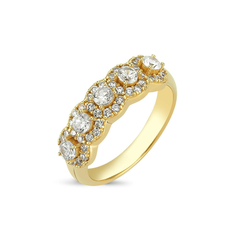 Manhattan Casual 5 Stone Halo Ring - Diallure