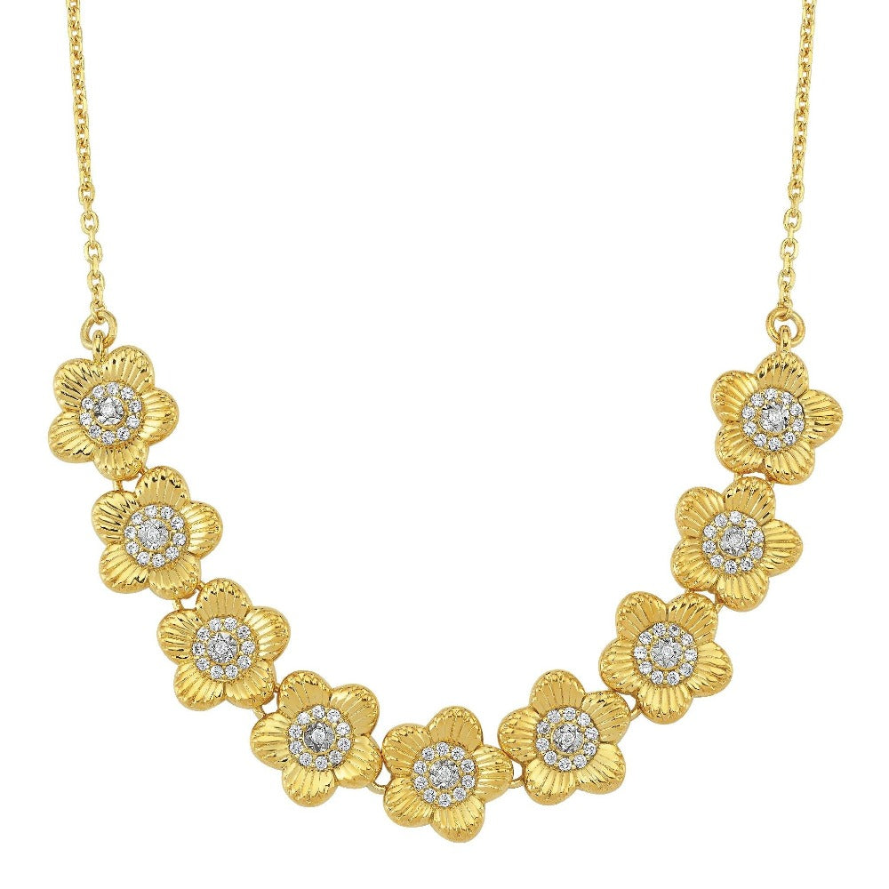 In Bloom Diamond and Zircon Necklace - Diallure